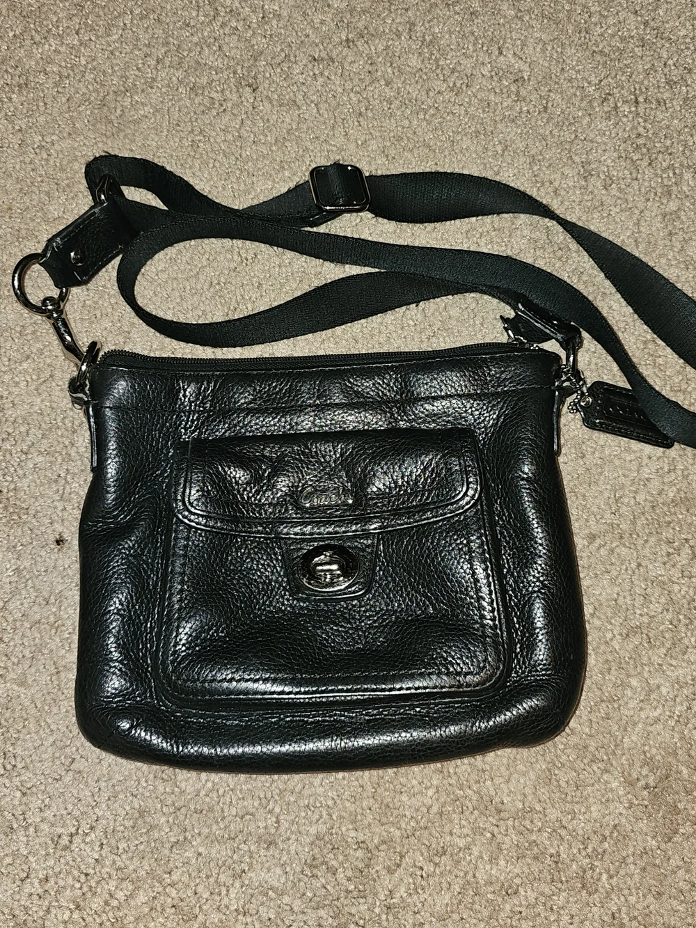 COACH Black Leather Crossbody Bag
